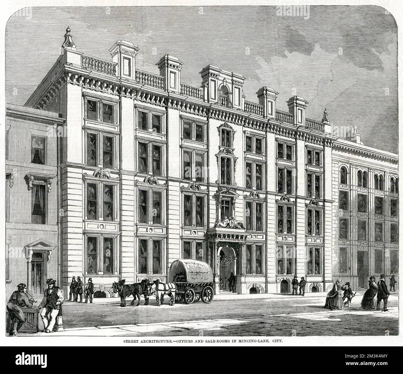 Bureaux et salles de vente, Mincing Lane, Londres 1860 Banque D'Images