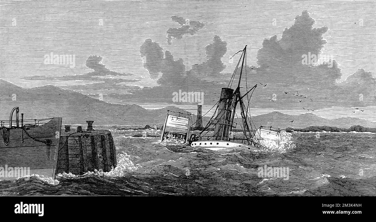 Épave du bateau à aubes 'Chusan' près de l'entrée du port d'Ardrossan, en Écosse. 1874 Banque D'Images