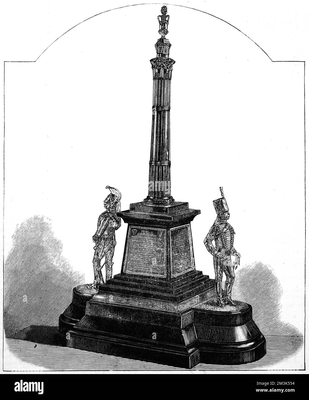 Gravure montrant un trophée remis à l'Artillerie du cheval Bengale, en reconnaissance de diverses de leurs oeuvres, 1888. Date : 11 février 1888 Banque D'Images