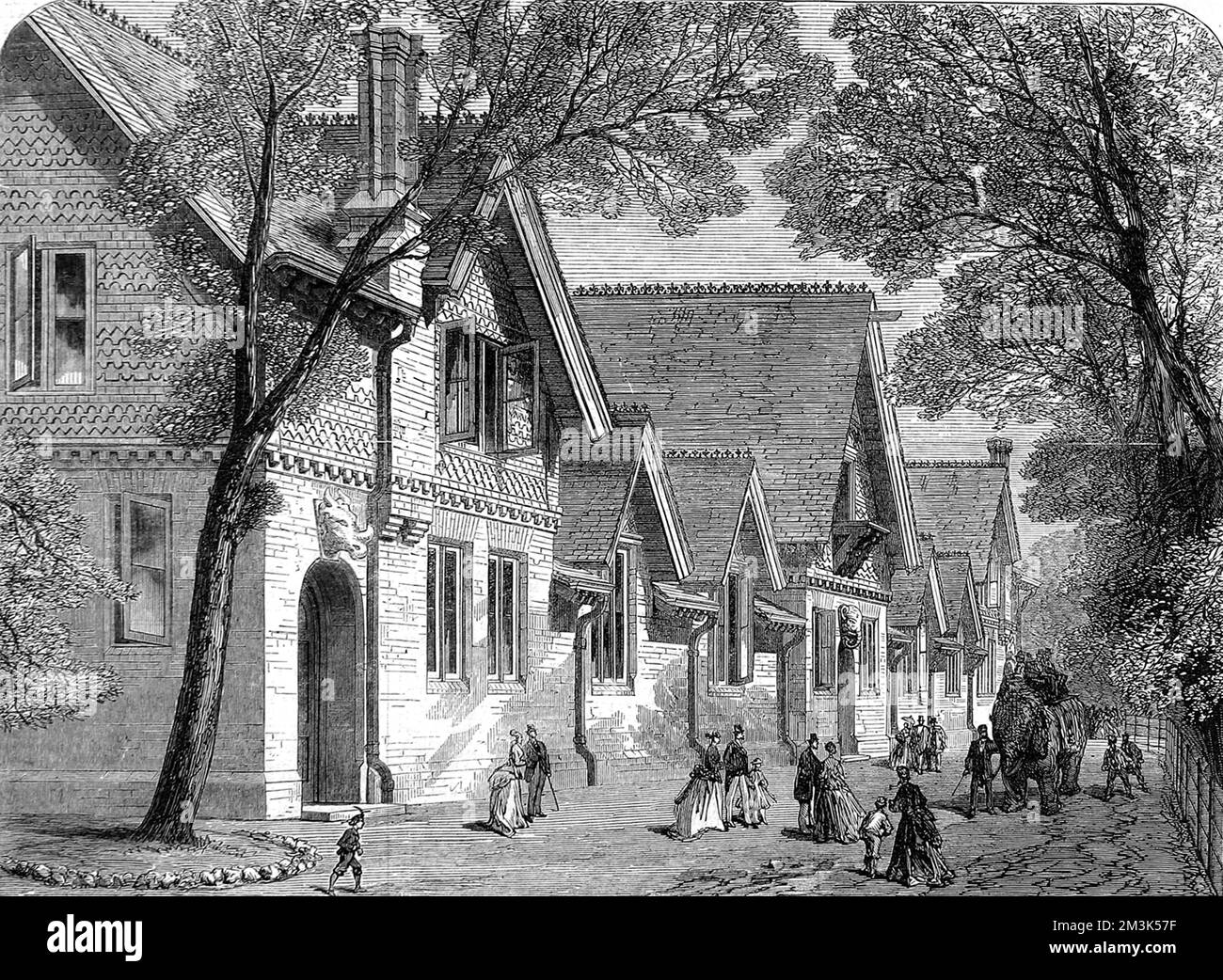 Maison d'éléphants récemment construite aux jardins de la Zoological Society (zoo de Londres), Regent's Park. 1869 Banque D'Images