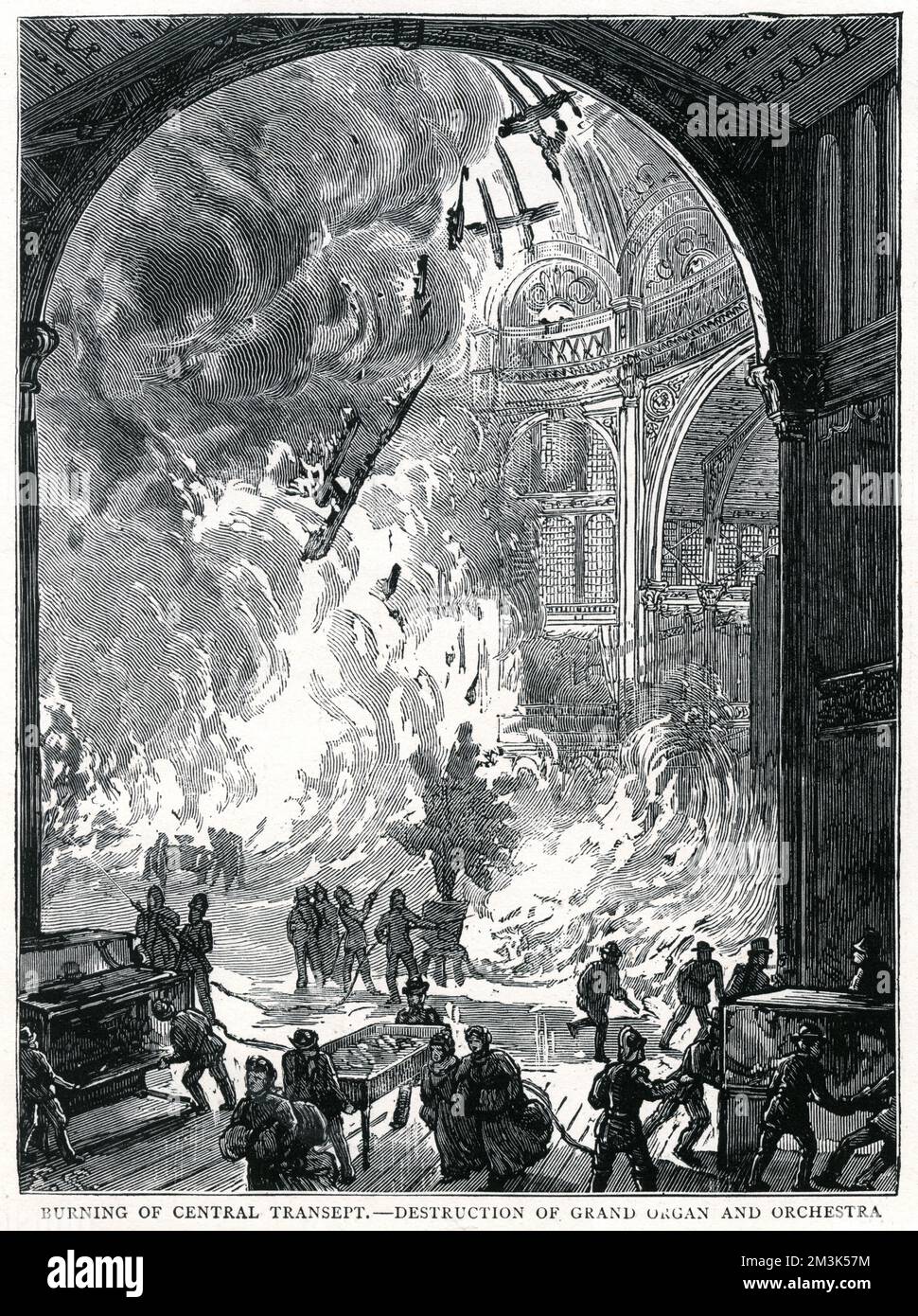 Vue à l'intérieur du Palais Alexandra, Muswell Hill, le Grand orgue et l'orchestre ont été détruits par le feu. 9 juin 1873 Banque D'Images