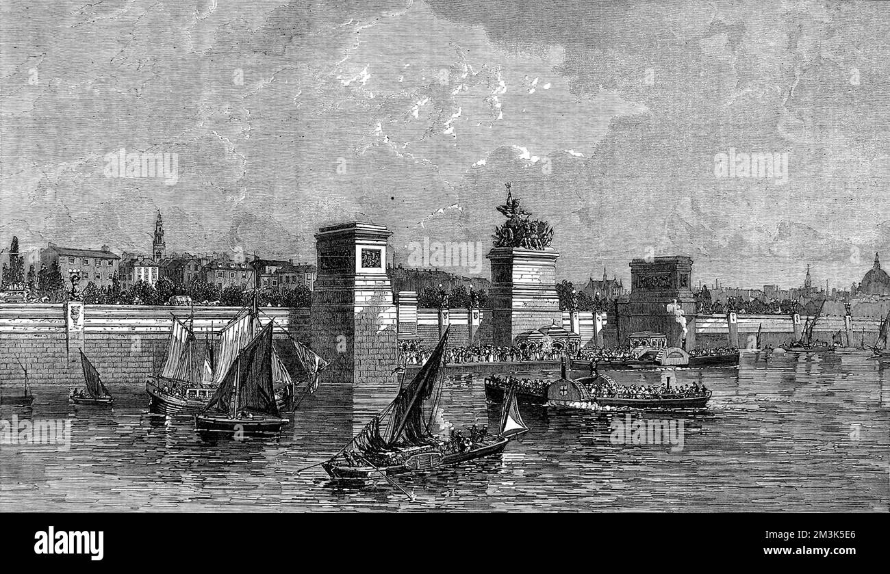 Thames Embankment, Londres 1863 Banque D'Images