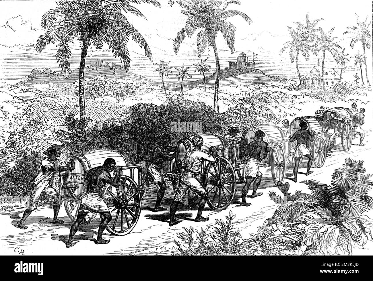 Approvisionnement en eau du château de Cape Coast, 1874 Banque D'Images