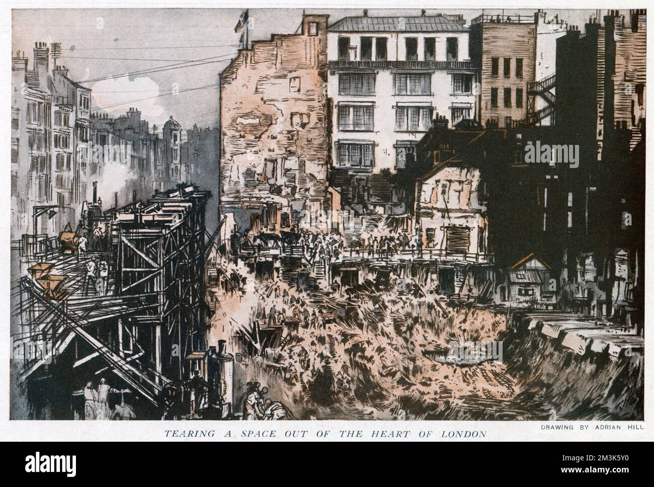 Travaux de démolition en cours sur un site à Oxford Street, Londres. L'ancien bâtiment était en train d'être démoli pour faire place à un nouveau grand magasin. Banque D'Images