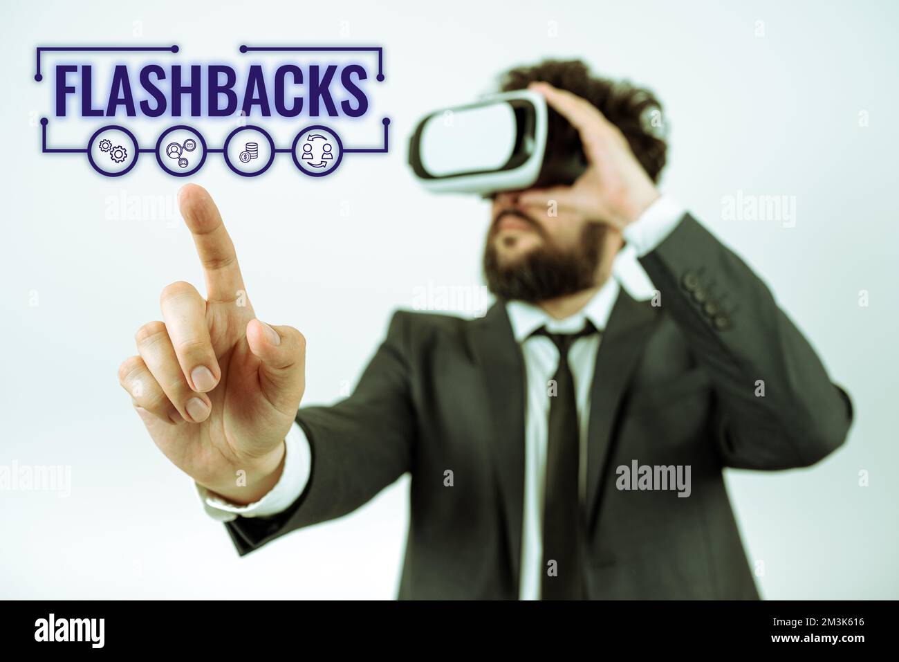 Affiche présentant des flashbacks. Internet concept interruption de la séquence chronologique par interjection d'événements d'occurrence antérieure Banque D'Images