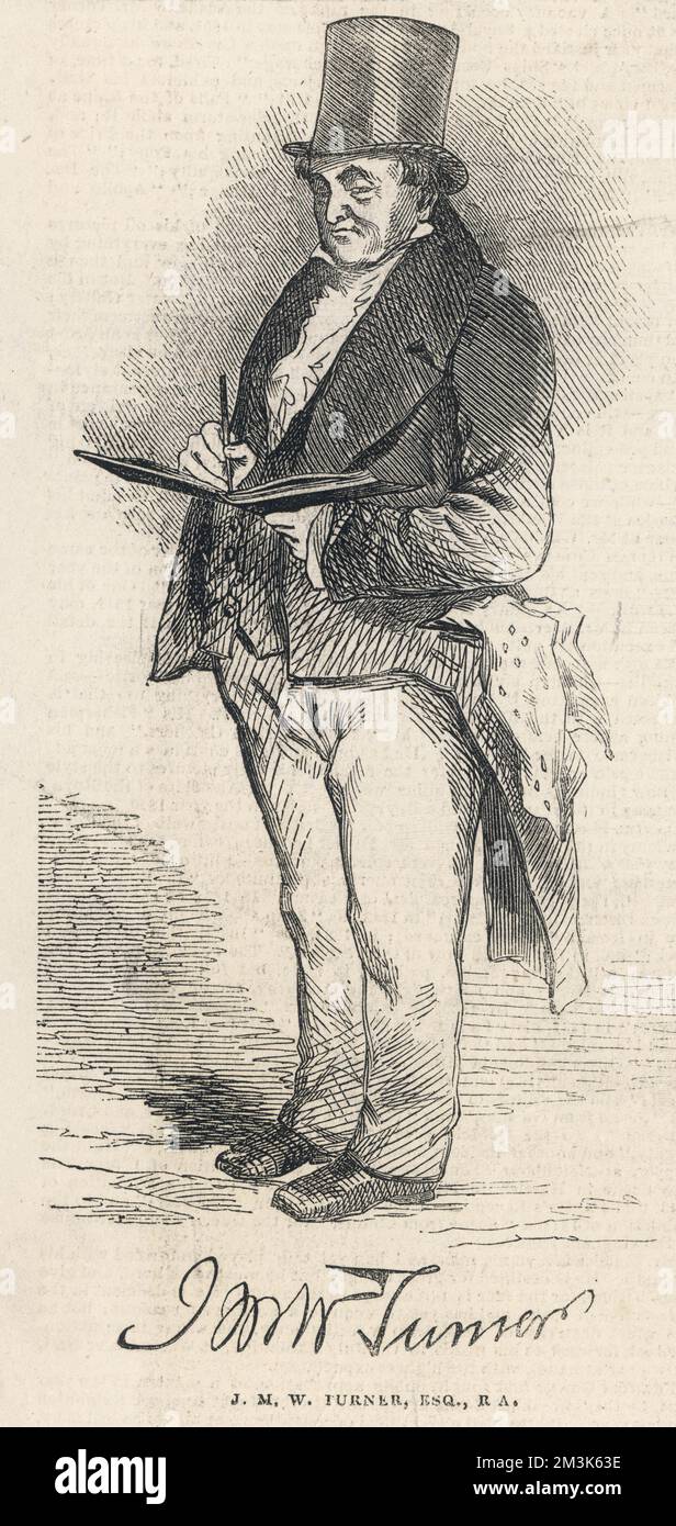 JOSEPH MALLord WILLIAM TURNER (1775 - 1851), peintre anglais, photographié à l'Académie royale le jour du vernissage, 1845. 1845 Banque D'Images