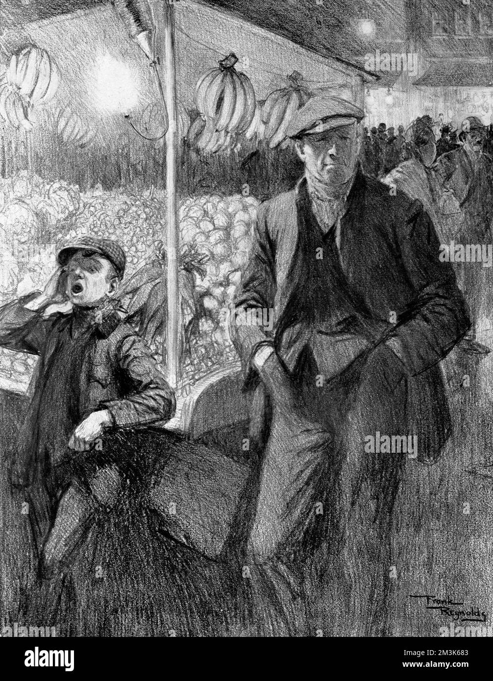 Londres costermonger et son 'garçon' à leur marché 'fruit et Veg' stall, 1910. Cette image a été produite par Frank Reynolds dans le cadre d'une série intitulée: 'Types anglais particulier'. Date: 1910 Banque D'Images
