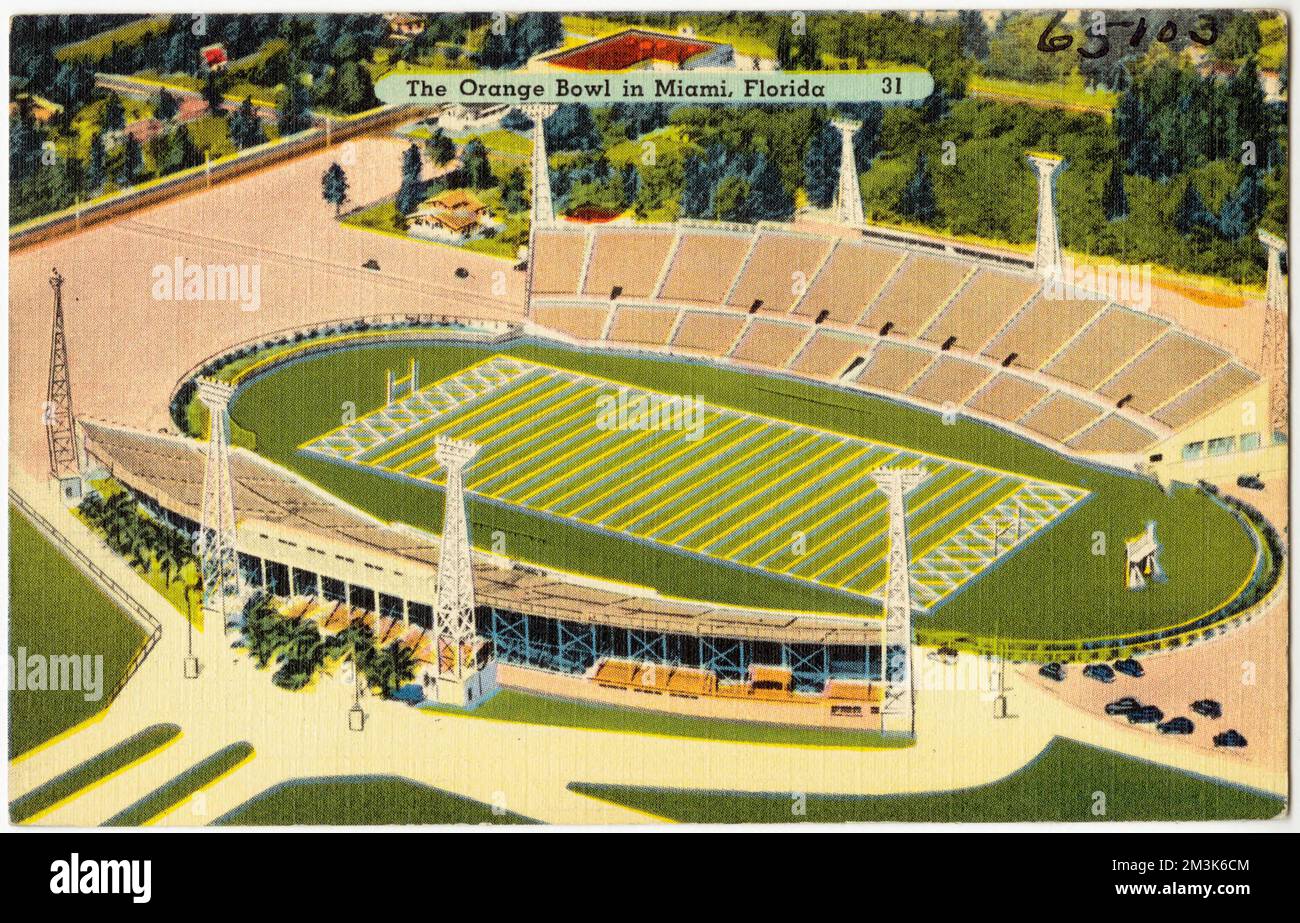 Le Orange Bowl à Miami Florida , stades, Tichnor Brothers Collection, cartes postales des États-Unis Banque D'Images Le Orange Bowl à Miami Florida , stades, Tichnor Brothers Collection, cartes postales des États-Unis Banque D'Images