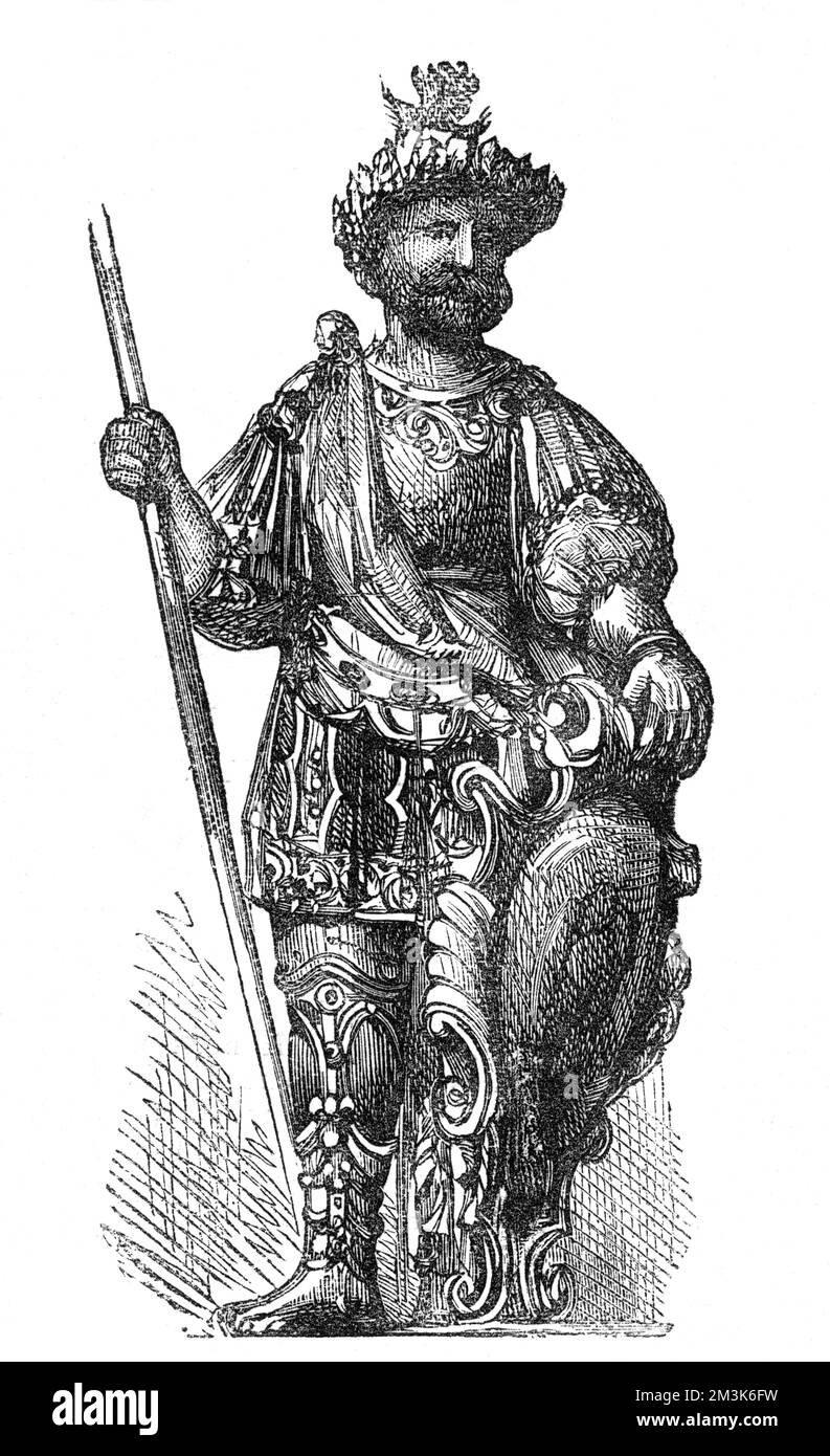 Statue de Magog au Guildhall, Londres 1884 Banque D'Images