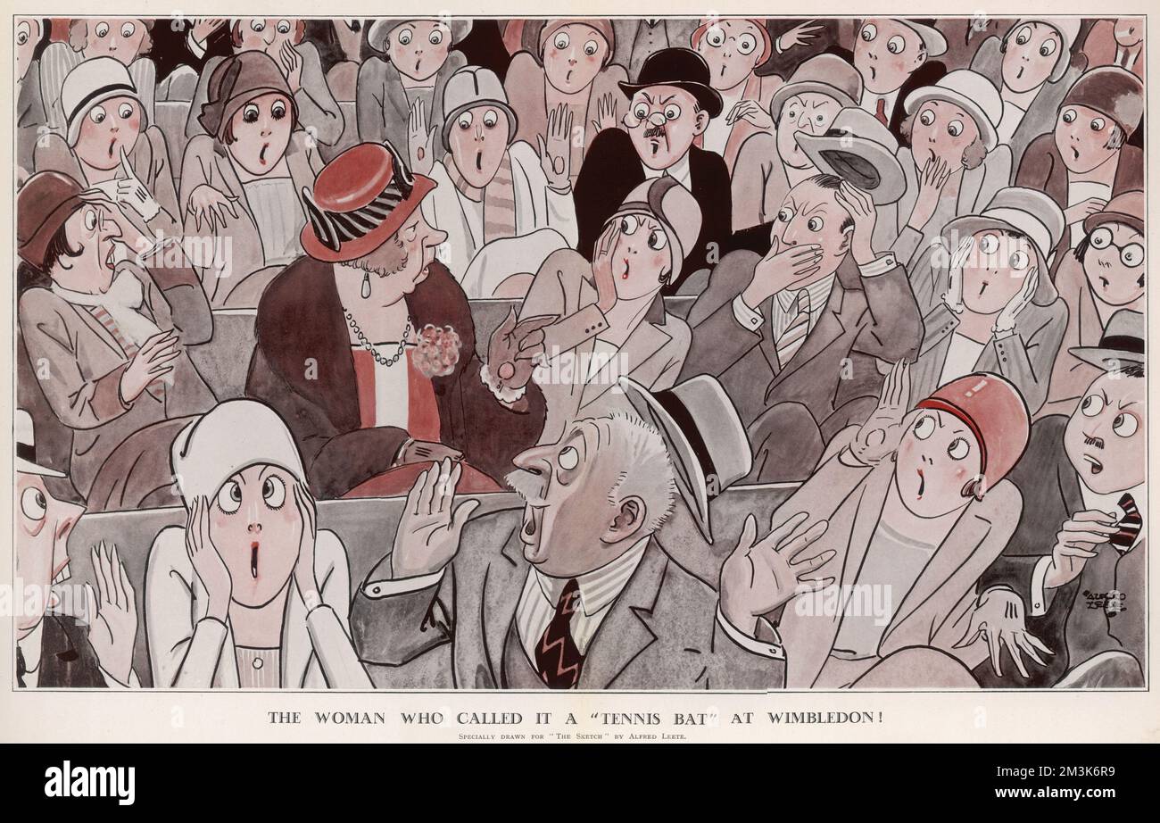 La femme qui l'a appelé Une chauve-souris de tennis à Wimbledon ! Banque D'Images