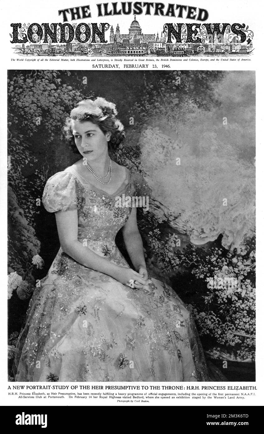 Couverture de l'ILN : Princesse Elizabeth en février 1946 Banque D'Images