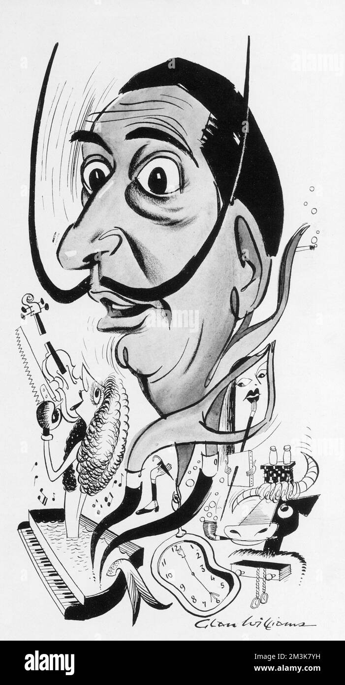 Cette caricature est apparue récemment après que l'artiste surréaliste Salvador Dali (1904-1989) ait terminé son portrait de Sir Laurence Olivier dans son rôle de Richard III, pour être présenté par coïncidence avec la première du film. Banque D'Images