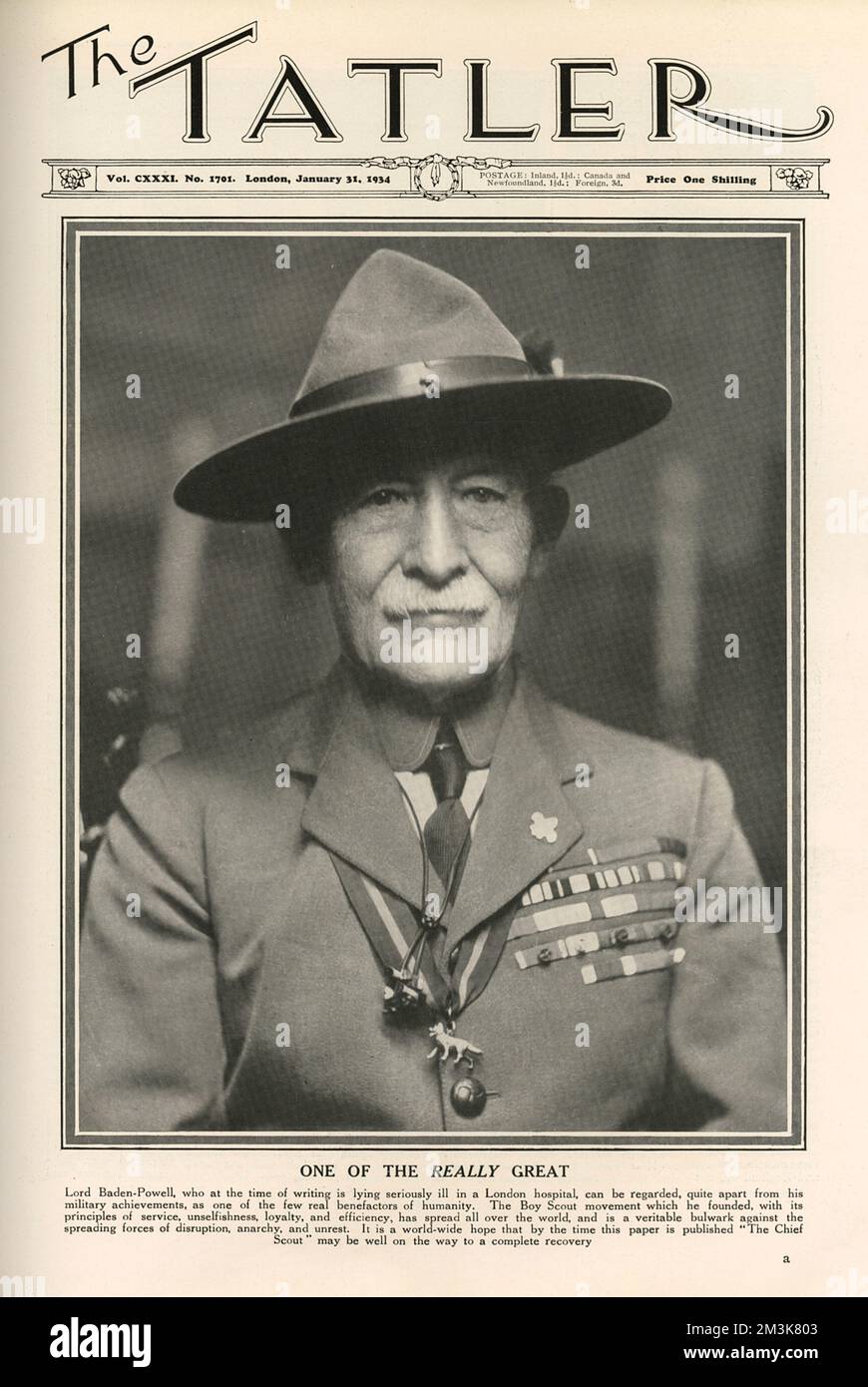 Le Lieutenant-général Sir Robert Stephenson Smyth Baden-Powell (1857 - 1941), chef militaire et fondateur du mouvement scout. Date: 1934 Banque D'Images