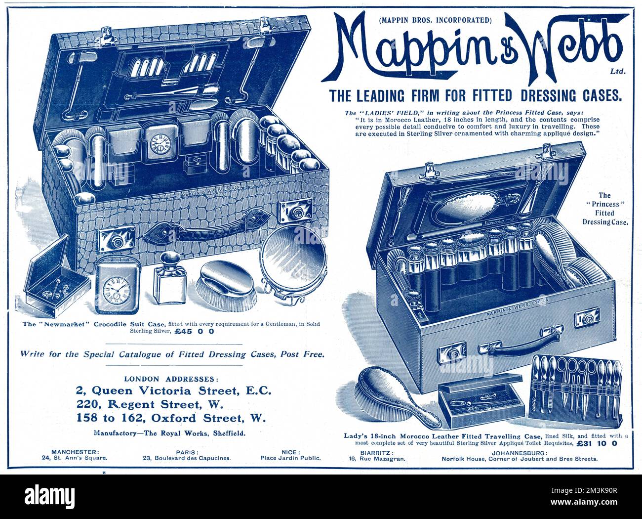 Publicité pour les valises à pansements Mappin & Webb 1907 Banque D'Images