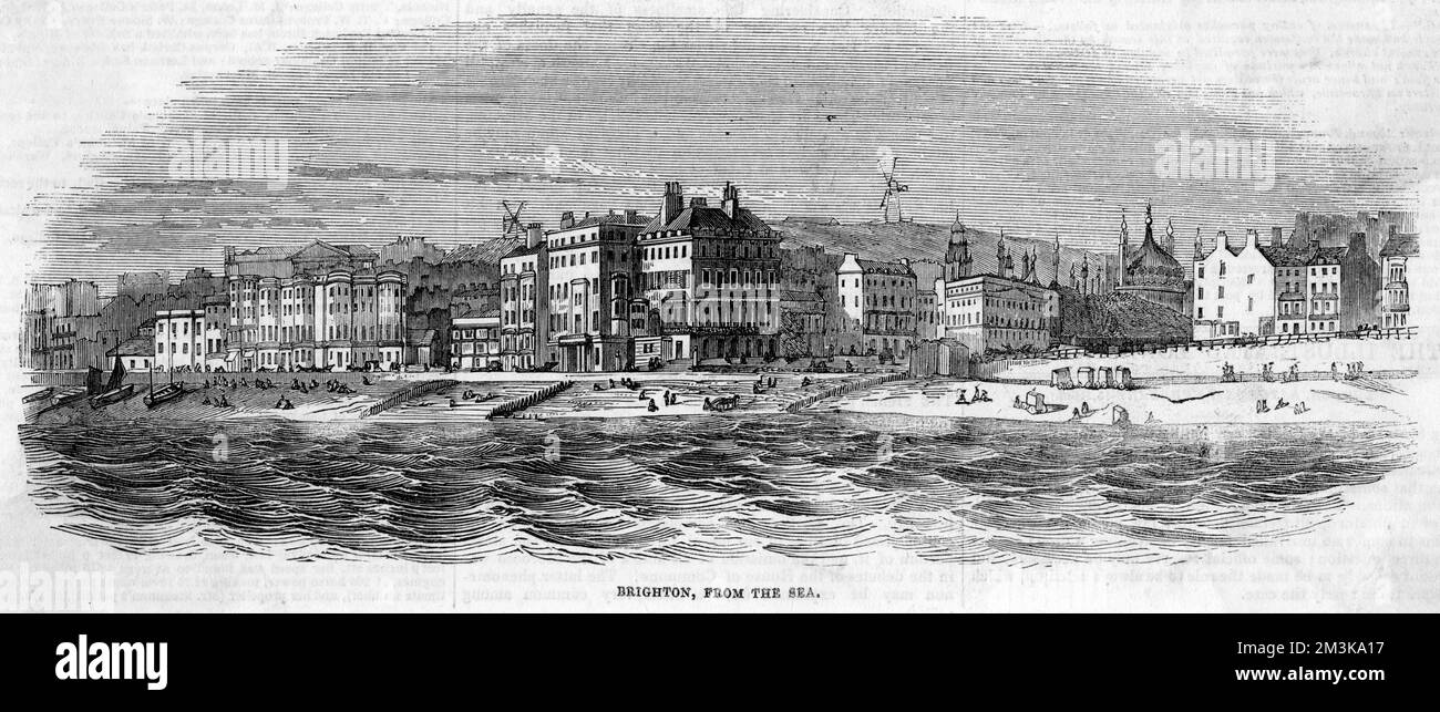 Brighton, Sussex - le front de mer vue de la mer 1845 Banque D'Images