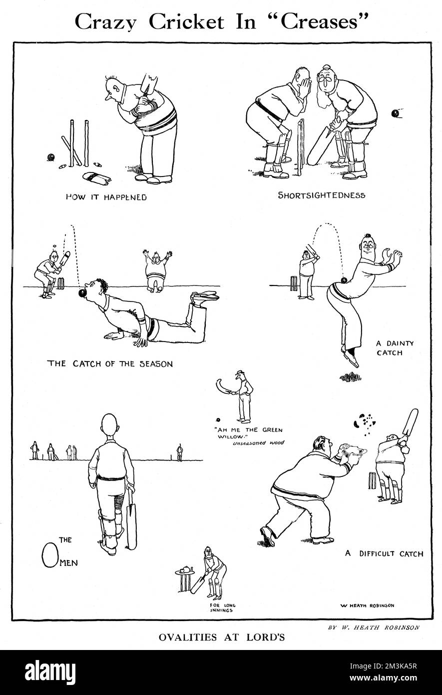 Crazy cricket in Creases de Willam Heath Robinson Banque D'Images