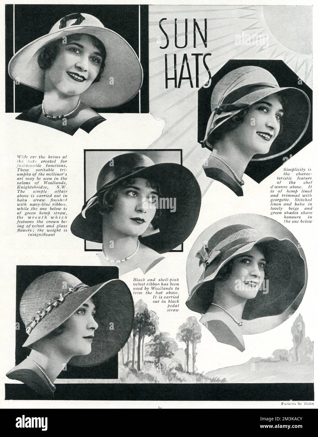 Modèle portant le dernier modèle en matière de chapeaux à large bord. Date: 1930 Banque D'Images
