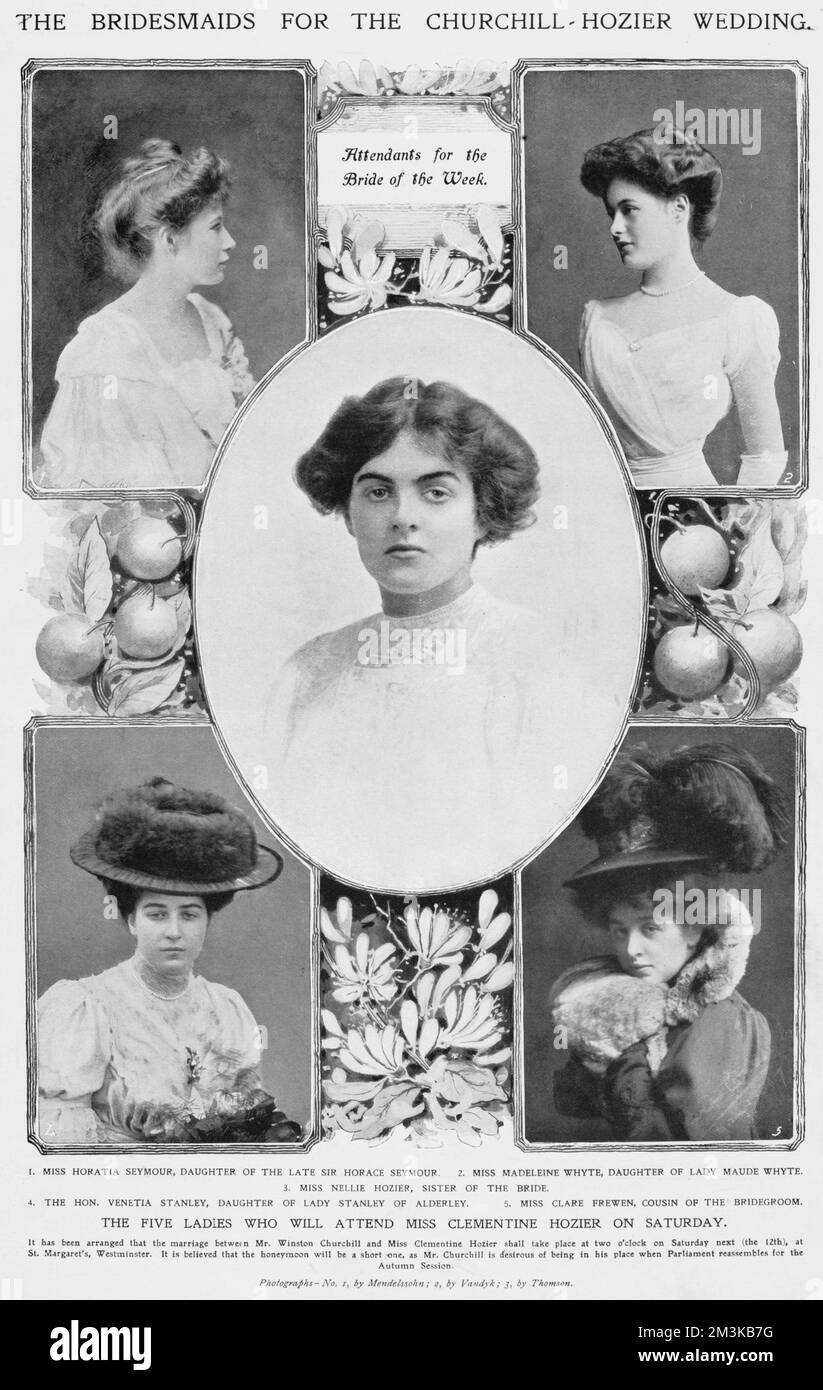 Demoiselles d'honneur au mariage de Churchill Hozier Banque D'Images