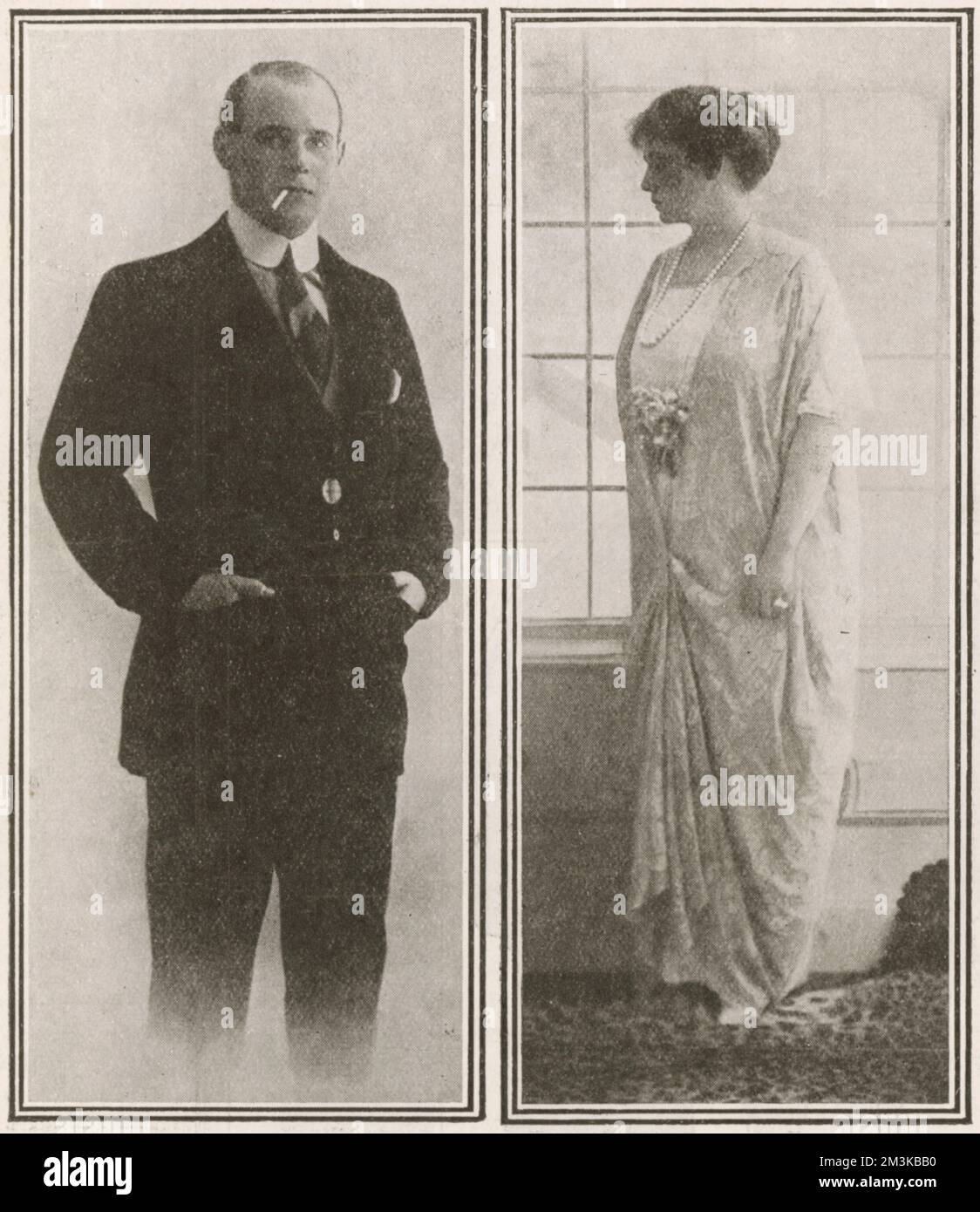 Photographies du prince Christopher de Grèce et de sa nouvelle femme, l'héritière américaine deux fois divorcée Nancy Leeds. Princesse Anastasia de Grèce, comme elle était connue après son mariage, l'ancienne Mme W.B. Leeds, né Nonnie May Stewart. Nancy est venue d'une famille riche et s'était déjà mariée bien deux fois auparavant. Son mariage avec le prince Christopher de Grèce a eu lieu le 1 janvier 1920 en Suisse après un long engagement de six ans. Sa fortune a aidé la famille royale grecque pendant une période particulièrement fallacieux de leur histoire, mais elle devait mourir d'un cancer seulement trois ans après son mariage. Banque D'Images