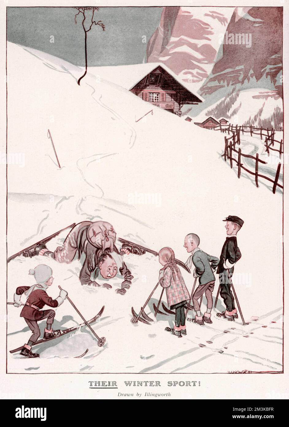 Leur sport d'hiver par Illingworth Banque D'Images