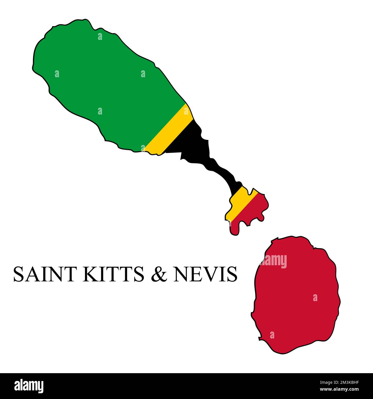 Illustration vectorielle de la carte de Saint-Kitts-et-Nevis. Économie mondiale. Pays célèbre. Caraïbes. Amérique latine. Amérique. Illustration de Vecteur