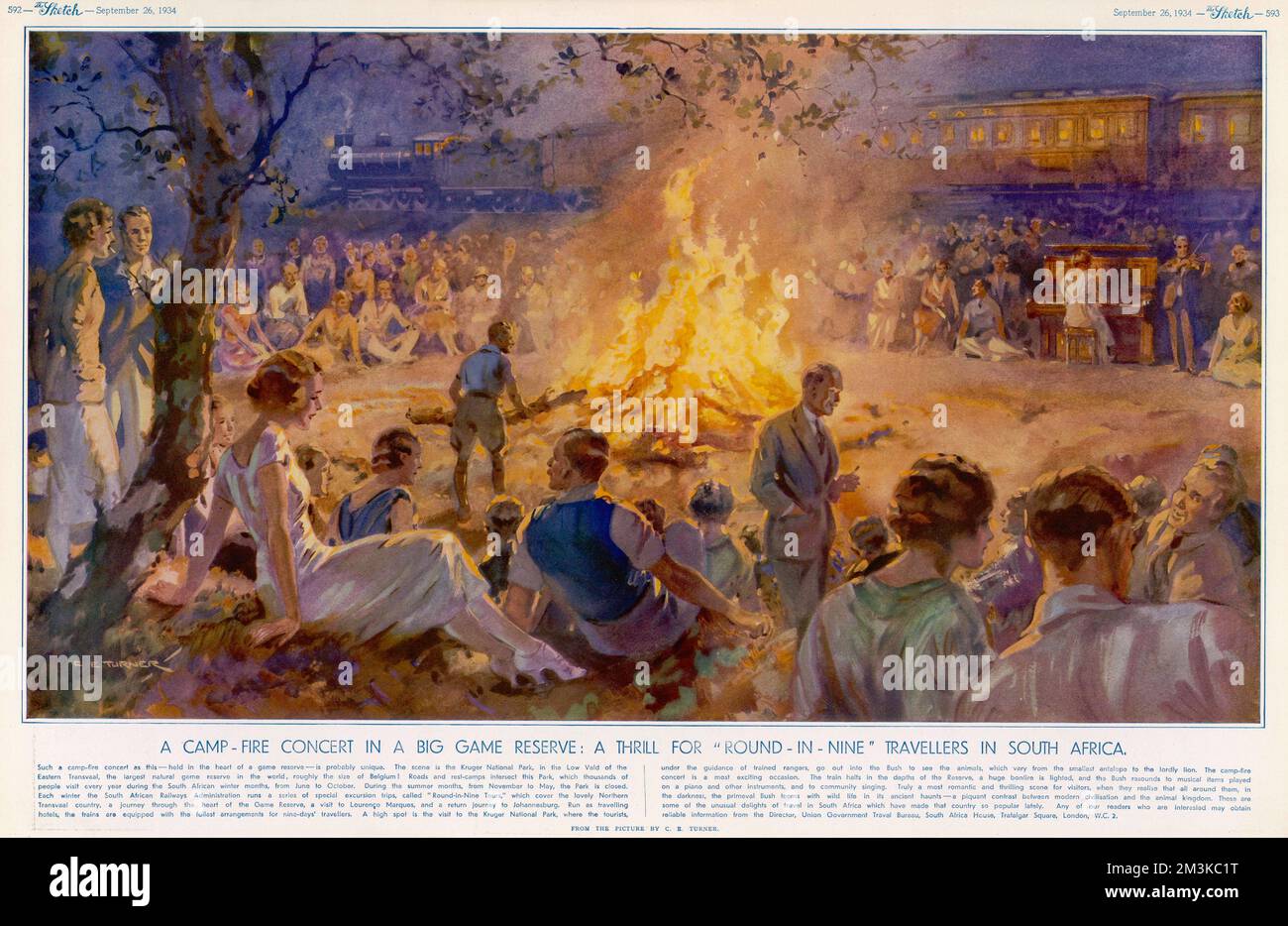 Concert Camp-Fire dans une réserve en Afrique du Sud Banque D'Images