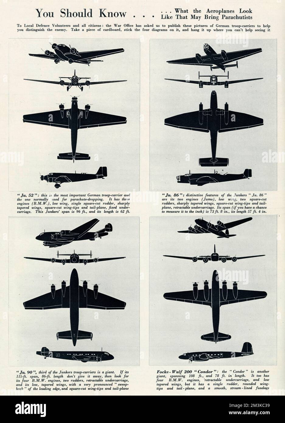 'Vous devez savoir' . . . Ce à quoi ressemblent les transporteurs de troupes allemands dans les airs. Date: 1940 Banque D'Images