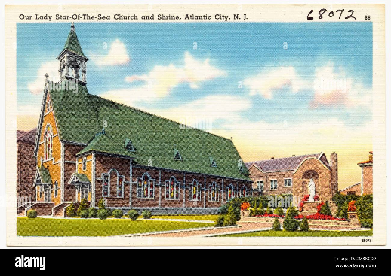 Église notre-Dame-de-l'étoile de-la-mer et Sanctuaire, Atlantic City, N. J. , Églises, Collection des frères Tichnor, Cartes postales des États-Unis Banque D'Images