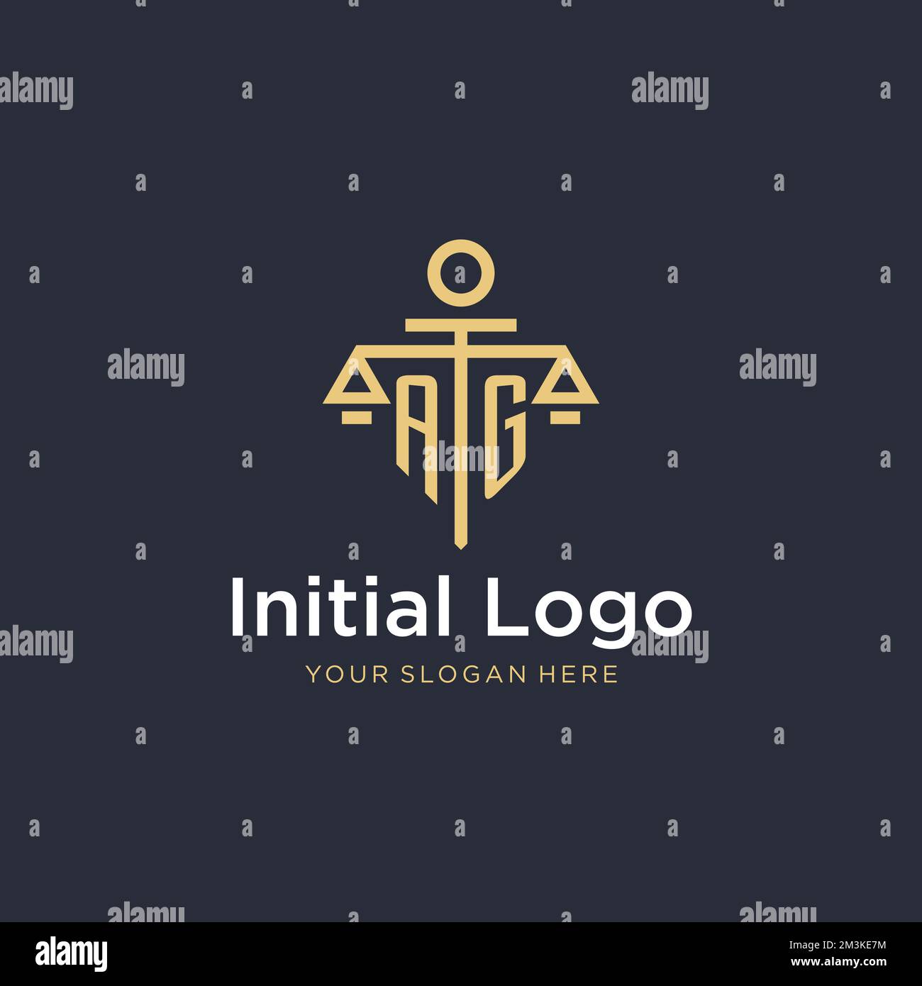 Logo monogramme AG initial avec des idées de conception de style de balance et de pilier Illustration de Vecteur