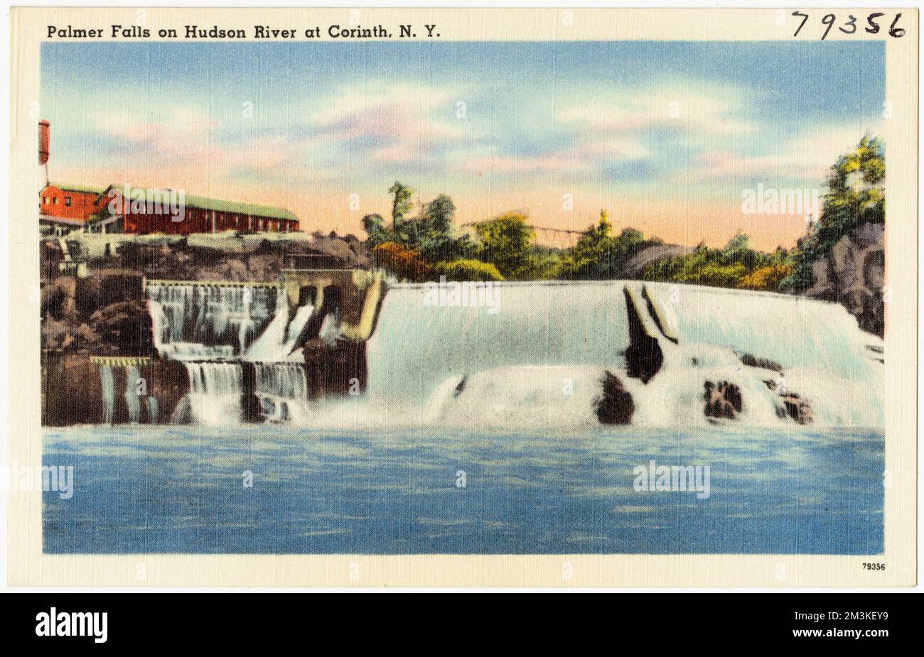 Palmer Falls sur la rivière Hudson à Corinth, N. Y. , Waterfall, Tichnor Brothers Collection, cartes postales des États-Unis Banque D'Images