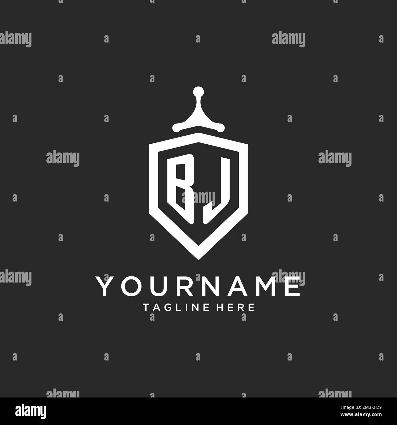 Logo BJ monogramme initial avec conception de la forme de la protection Illustration de Vecteur