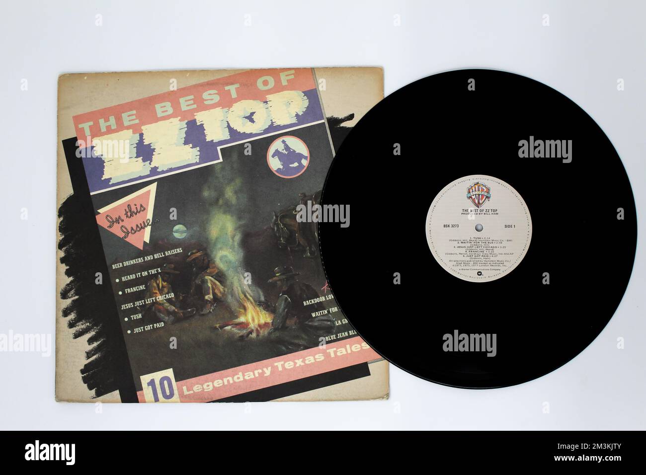 Rock et Synthrock groupe, ZZ Top album de musique sur vinyle disque LP. Intitulé : la couverture de l'album Best of ZZ Top Banque D'Images