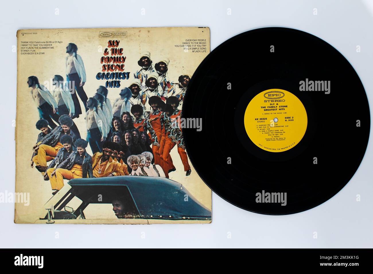 Greatest Hits est un album de compilation du groupe américain Sly and the Family Stone sur disque vinyle LP. Banque D'Images