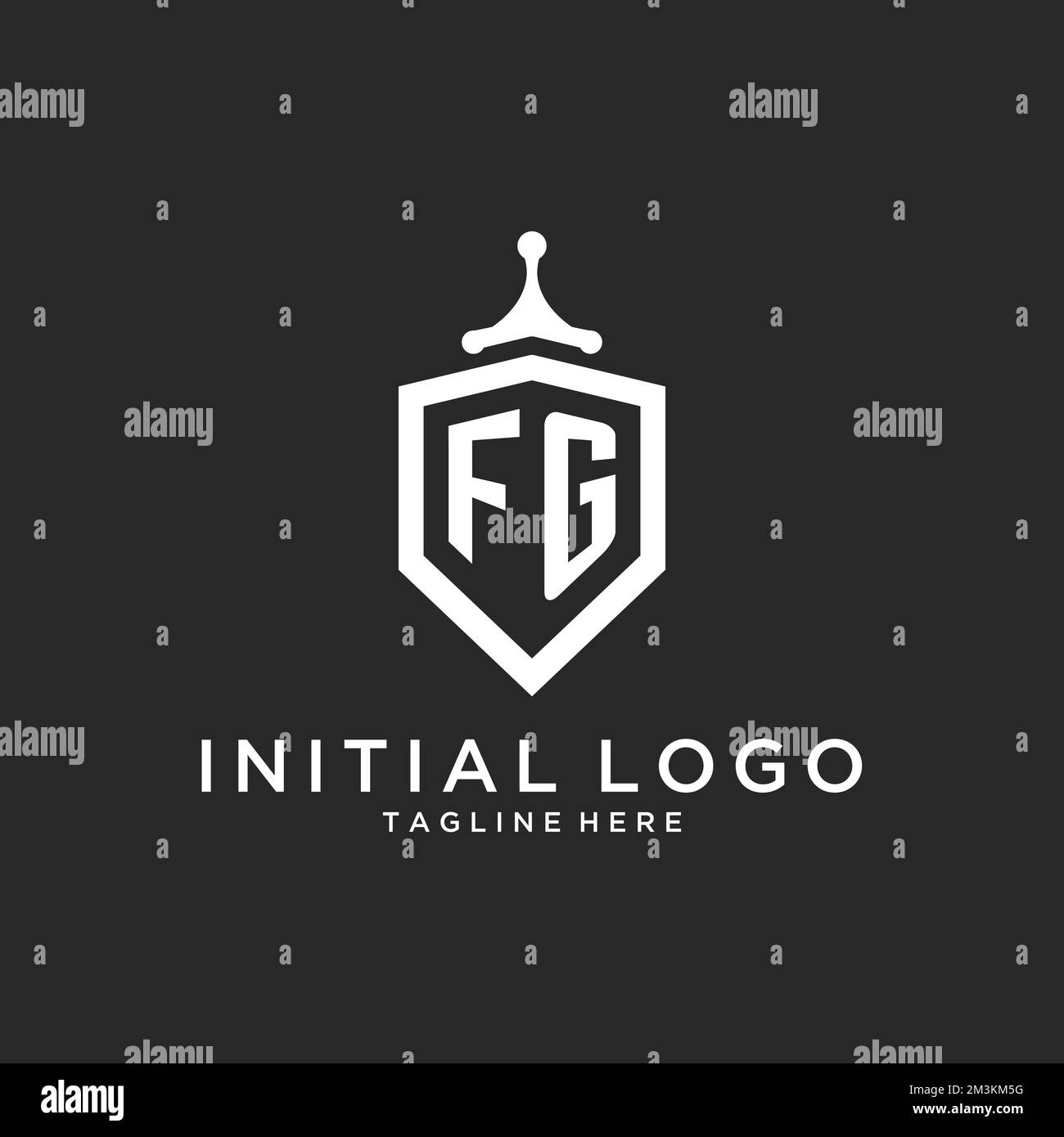 Logo FG monogramme initial avec idées de conception de la forme de la protection Illustration de Vecteur