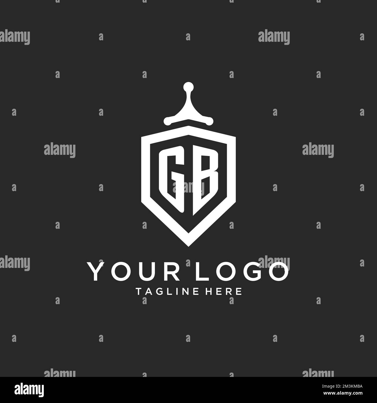 Logo GB monogramme initial avec conception de la forme de protection Illustration de Vecteur