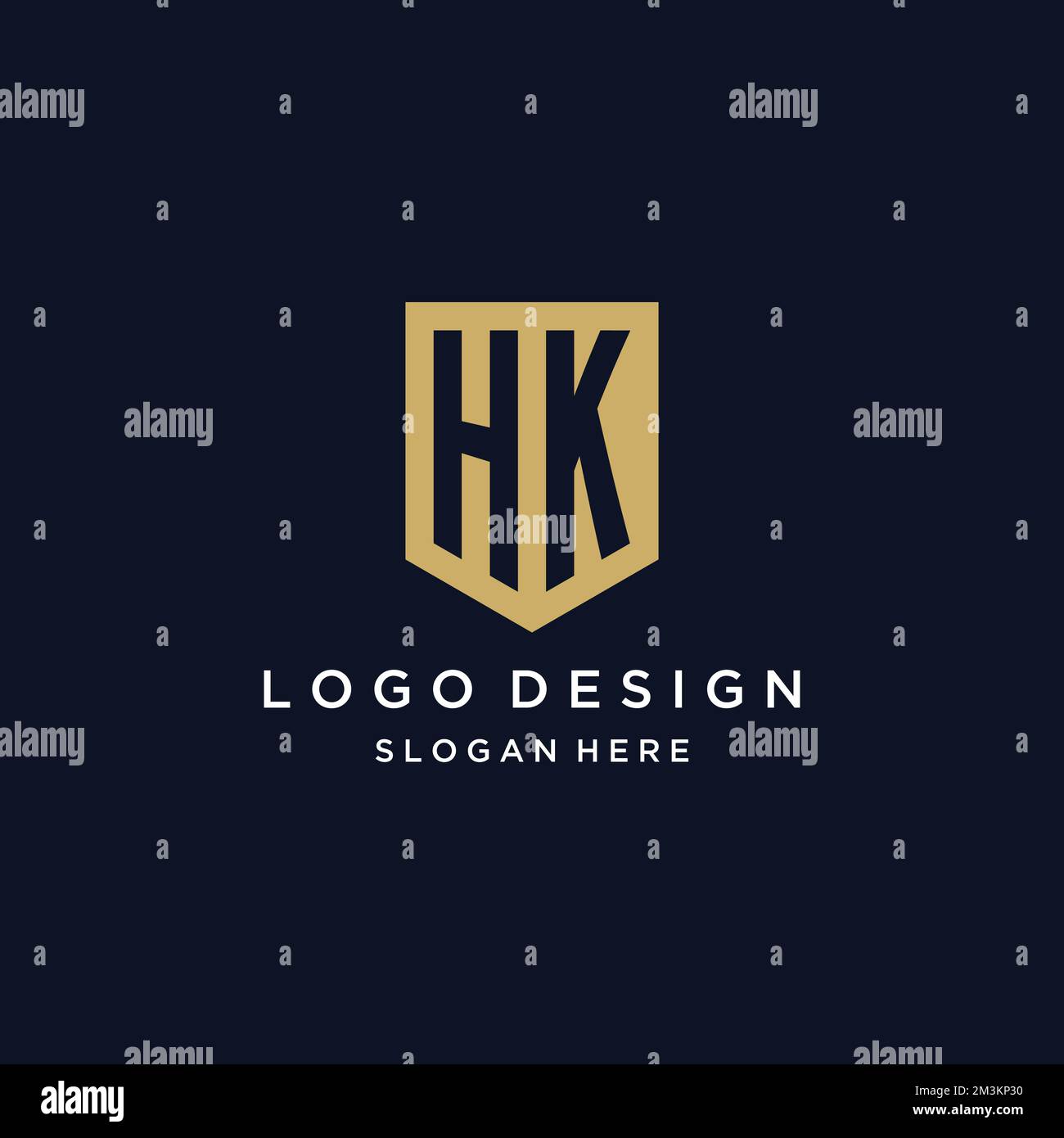 HK logo initiales monogramme avec modèle d'icône de bouclier Illustration de Vecteur