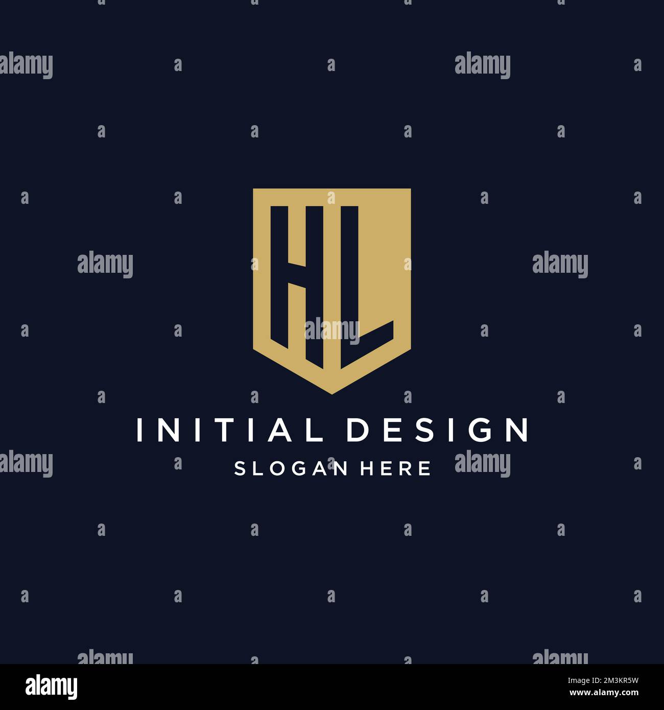 Logo d'initiales du monogramme HL avec modèle d'icône de bouclier Illustration de Vecteur