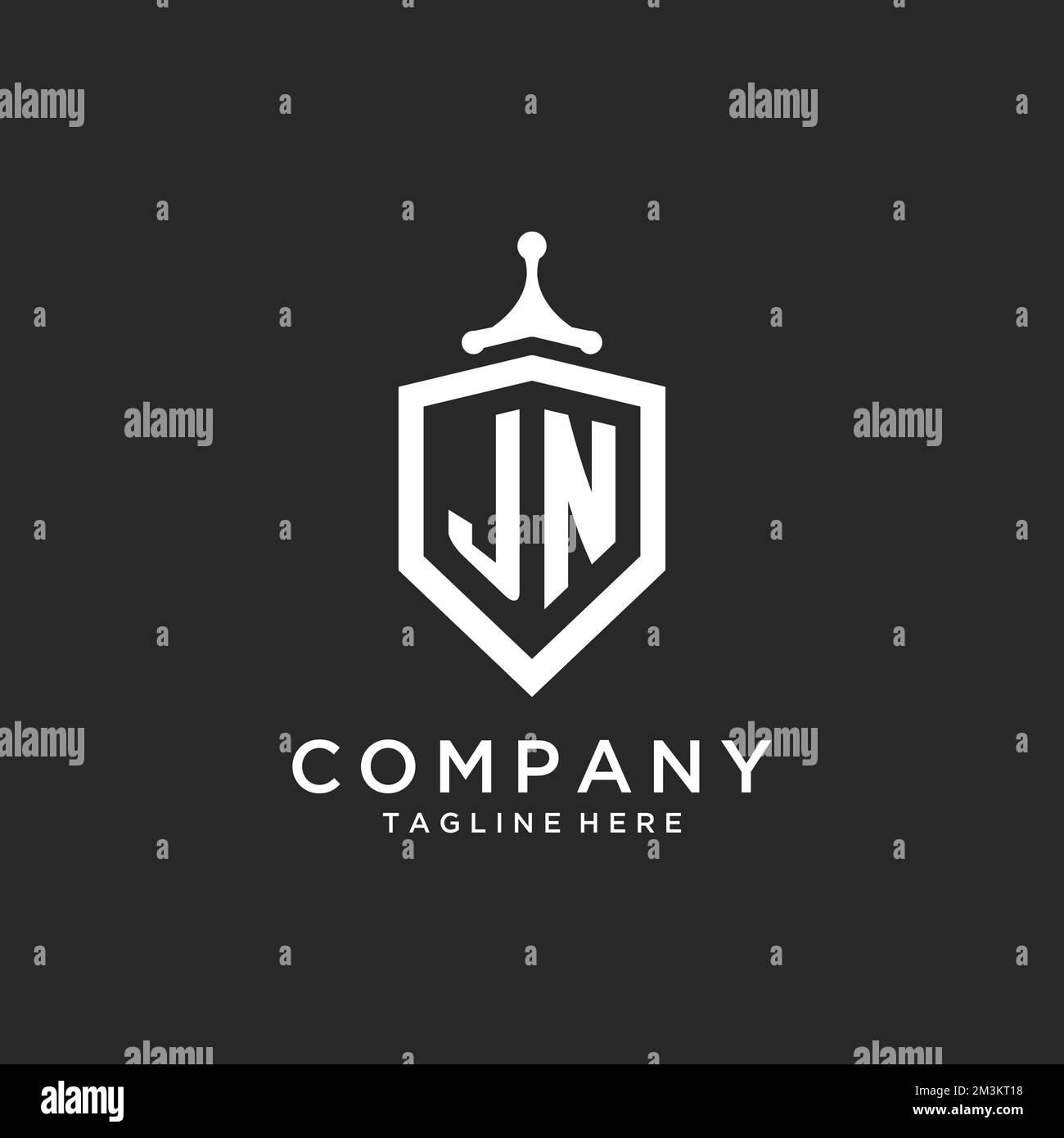 JN monogramme logo initial avec des idées de conception de la forme de protection Illustration de Vecteur