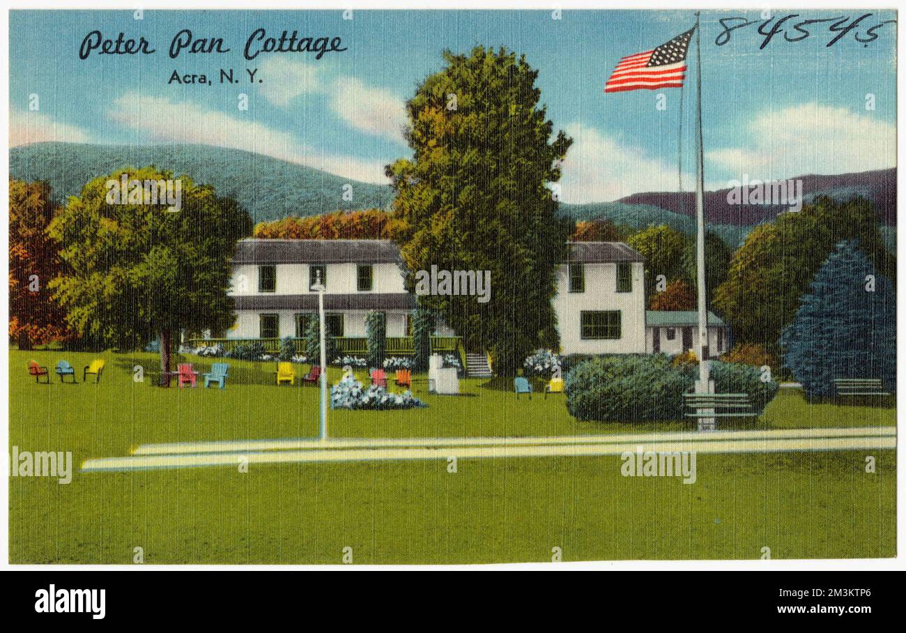 Peter Pan Cottage, Acra, N. Y. , Motels, Tichnor Brothers Collection, Cartes postales des États-Unis Banque D'Images