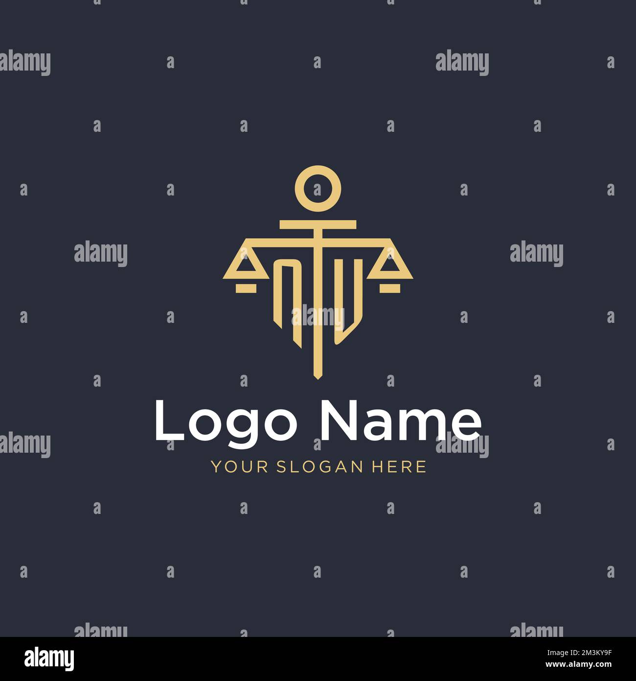Nu logo monogramme initial avec des idées de design de style échelle et pilier Illustration de Vecteur