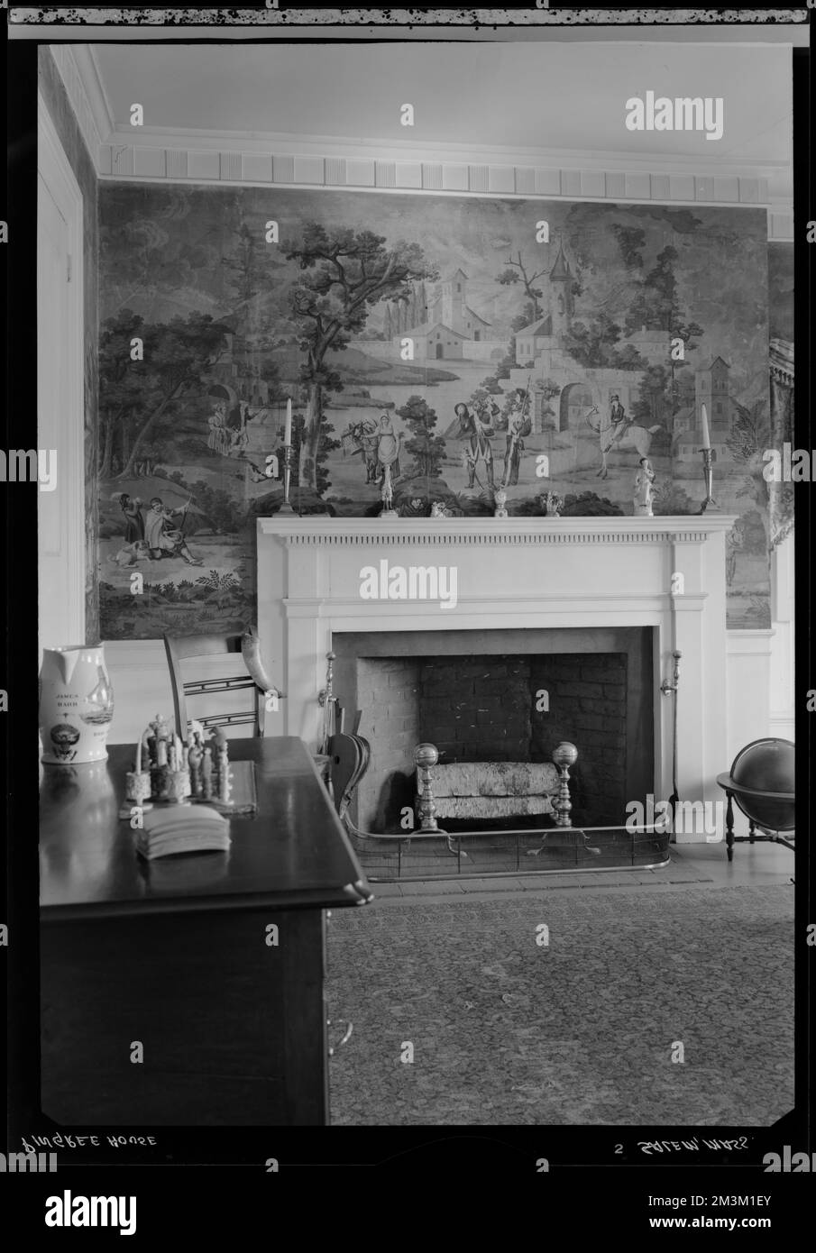 Pingree House, Salem, foyer intérieur et papier peint, intérieurs, cheminées, Fonds d'écran. Collection de négatifs photographiques Samuel Chamberlain Banque D'Images