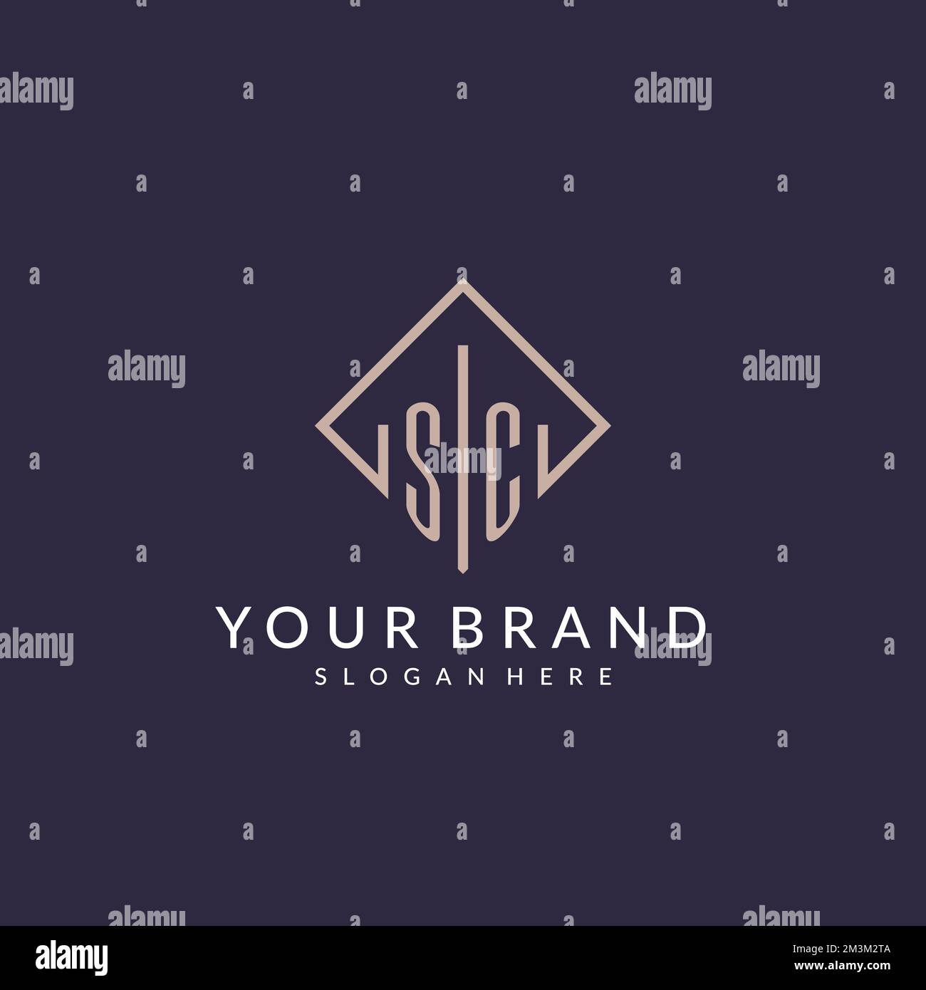 SC logo monogramme initial avec des idées de conception de style rectangle Illustration de Vecteur