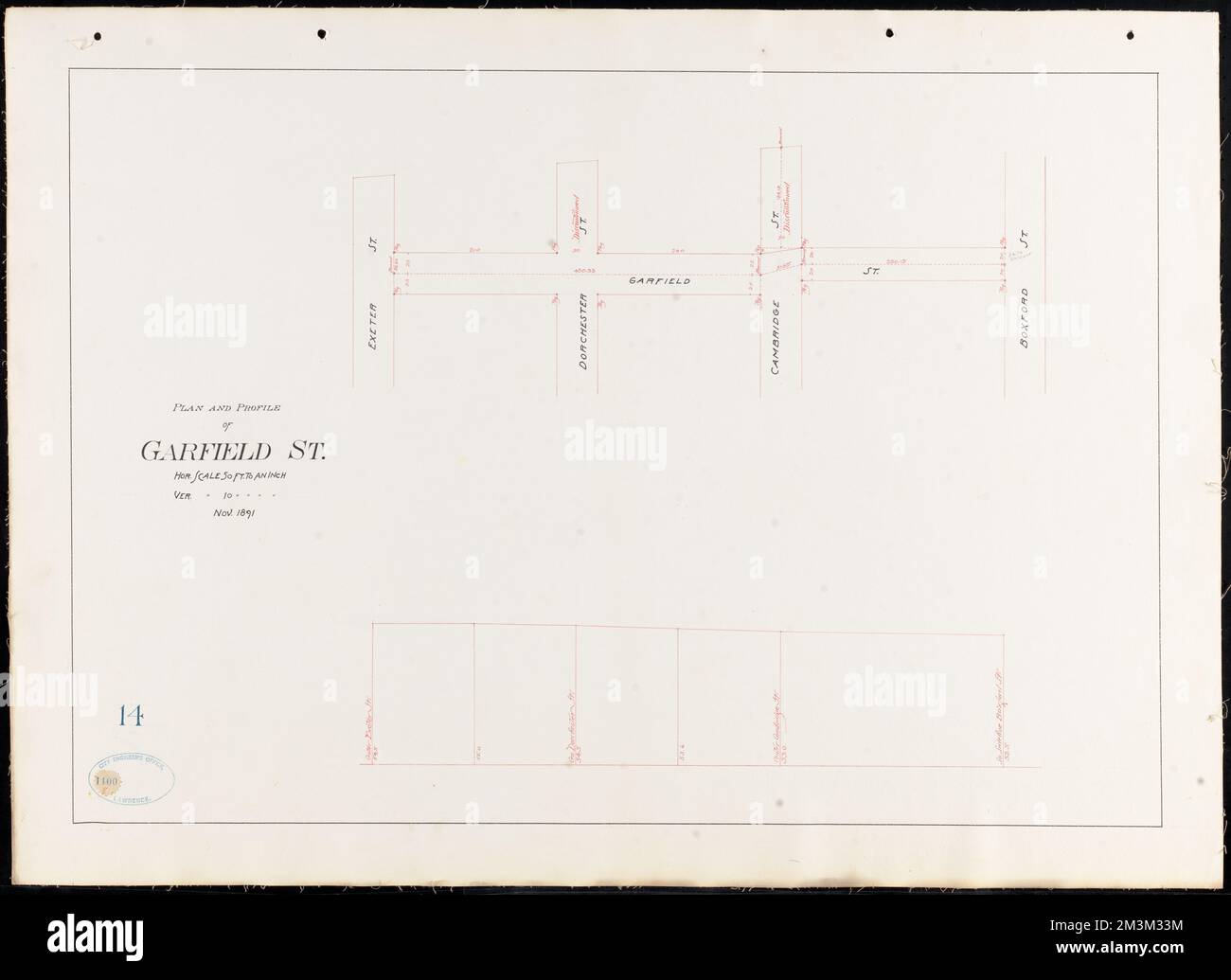 Plan et profil de la rue Garfield , Rues. Lawrence Banque D'Images