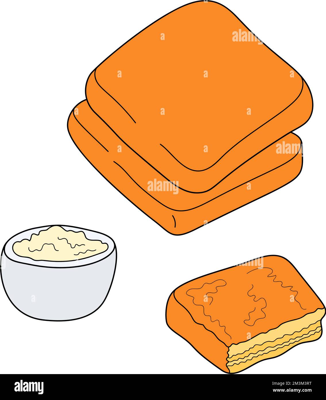 Pane kashkaval panée kashkaval en-cas de fromage. Cuisine traditionnelle bulgare. Illustration vectorielle dessinée à la main. Élément design pour le menu café, bistrot, restaurant Illustration de Vecteur