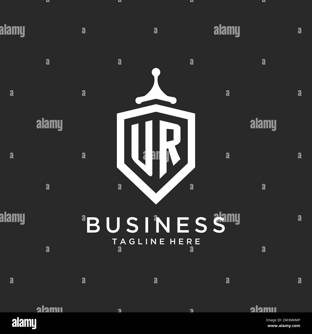 UR monogramme logo initial avec des idées de conception de la forme de protection Illustration de Vecteur