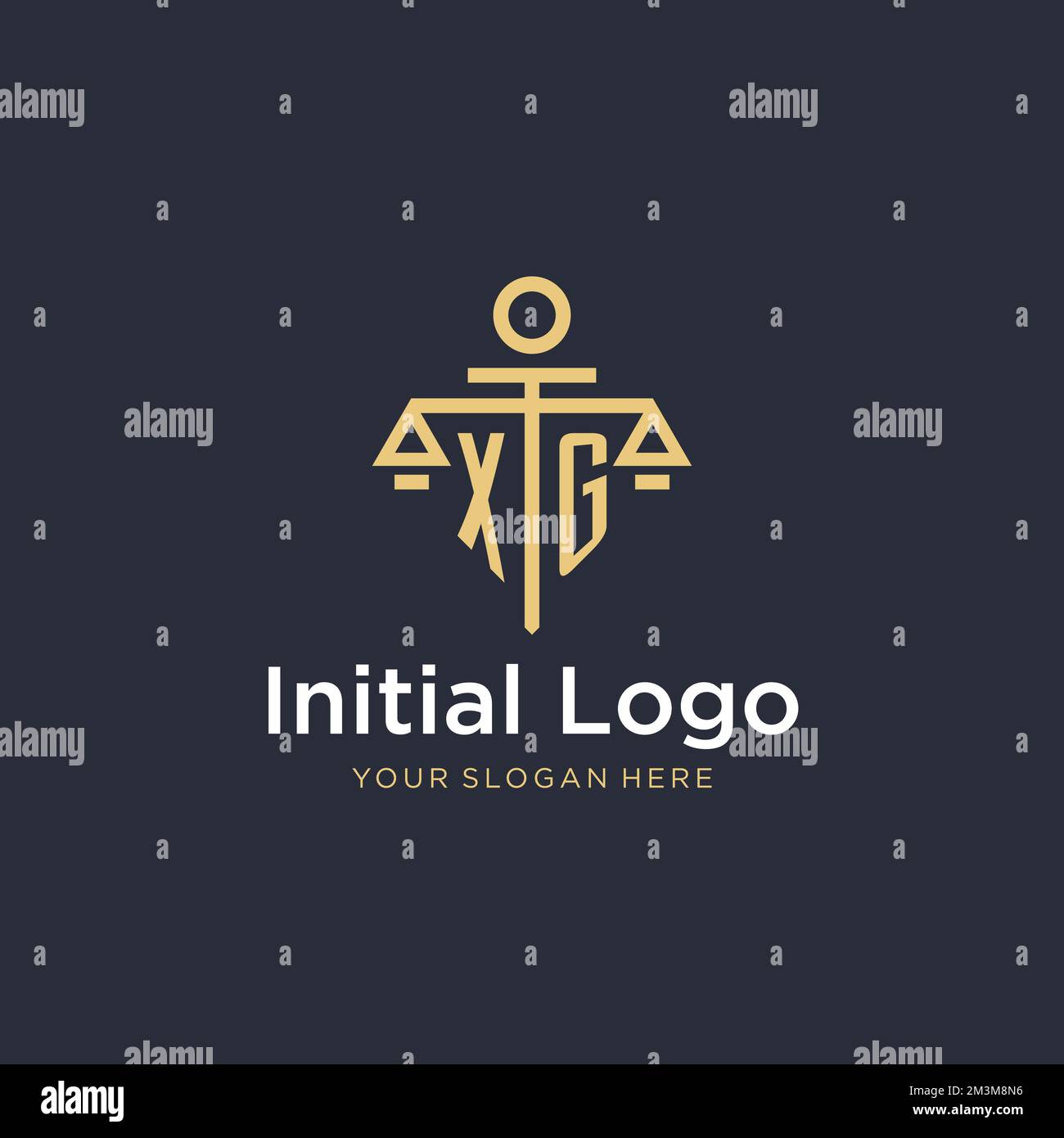Logo initial du monogramme XG avec des idées de conception de style balance et pilier Illustration de Vecteur