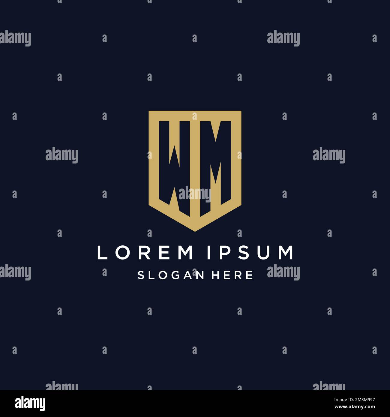 Logo d'initiales WM monogramme avec modèle d'icône de bouclier Illustration de Vecteur