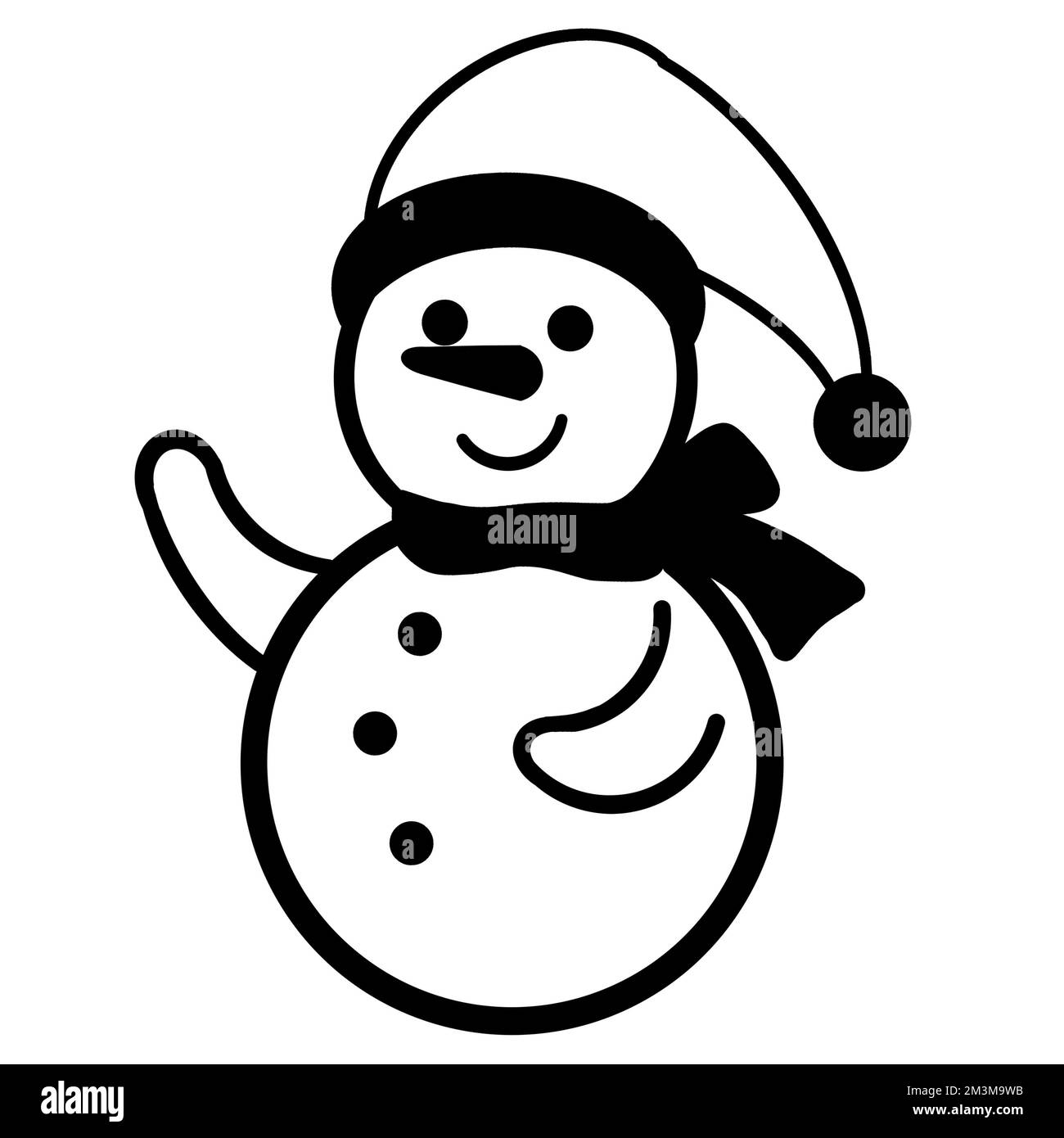 Bonhomme de neige avec écharpe et cylindre. Illustration JPEG pour les  autocollants, la création de motifs, le papier peint, le papier d'emballage,  les cartes postales Photo Stock - Alamy