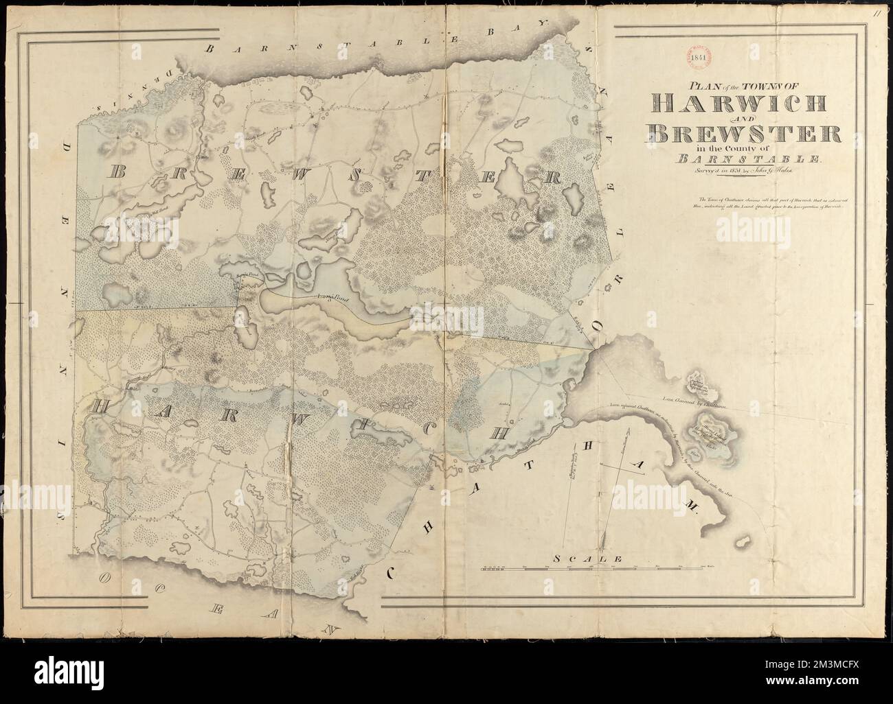 Plan de Harwich et Brewster, fait par John G. Hales, en date de 1831, . Massachusetts. Bureau du Secrétaire d'État Banque D'Images Plan de Harwich et Brewster, fait par John G. Hales, en date de 1831, . Massachusetts. Bureau du Secrétaire d'État Banque D'Images