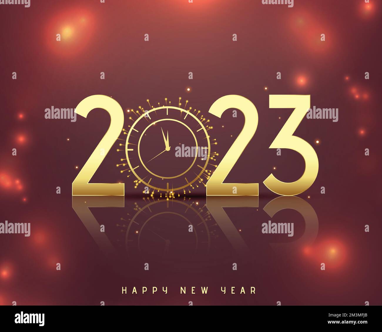 2023 nouvel an fond brillant avec vecteur d'horloge doré Image Vectorielle  Stock - Alamy